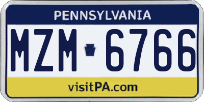 PA license plate MZM6766