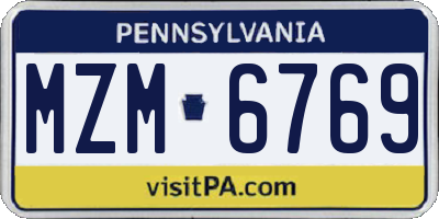 PA license plate MZM6769