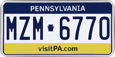 PA license plate MZM6770
