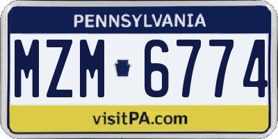 PA license plate MZM6774