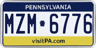 PA license plate MZM6776