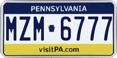 PA license plate MZM6777