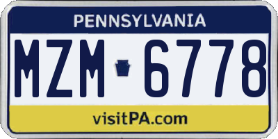 PA license plate MZM6778