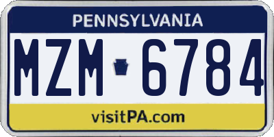 PA license plate MZM6784