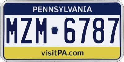 PA license plate MZM6787
