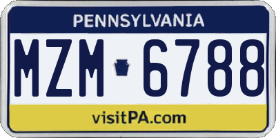 PA license plate MZM6788