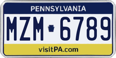PA license plate MZM6789