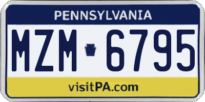 PA license plate MZM6795