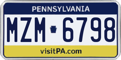 PA license plate MZM6798