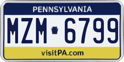 PA license plate MZM6799
