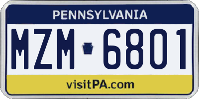 PA license plate MZM6801