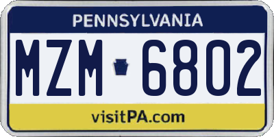 PA license plate MZM6802