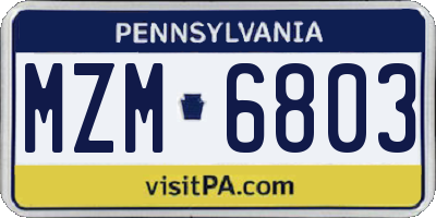 PA license plate MZM6803