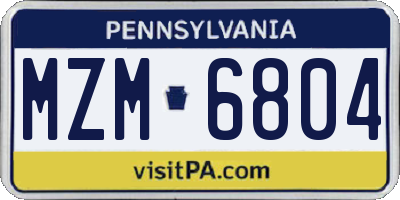 PA license plate MZM6804