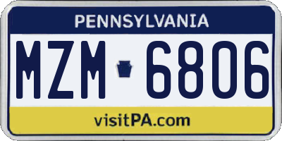 PA license plate MZM6806