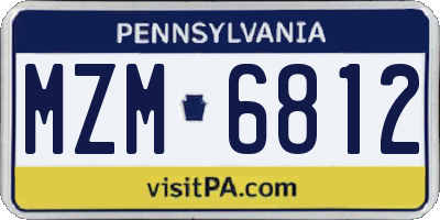 PA license plate MZM6812