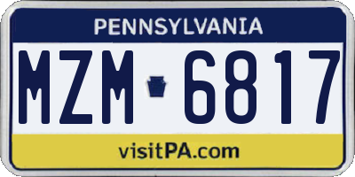 PA license plate MZM6817