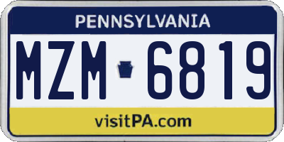 PA license plate MZM6819