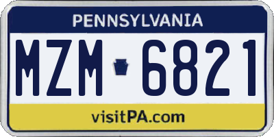 PA license plate MZM6821