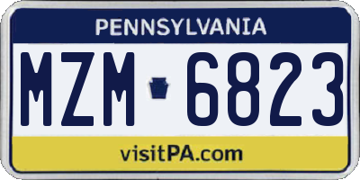 PA license plate MZM6823