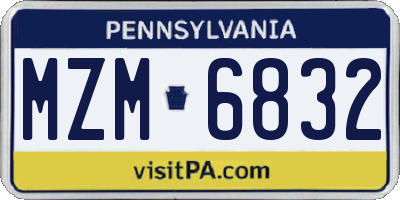 PA license plate MZM6832