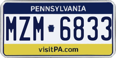 PA license plate MZM6833