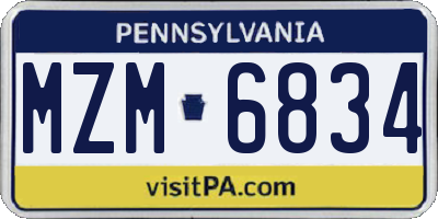 PA license plate MZM6834