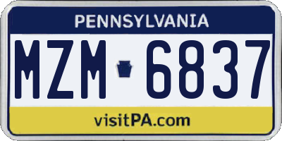 PA license plate MZM6837
