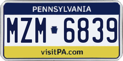 PA license plate MZM6839
