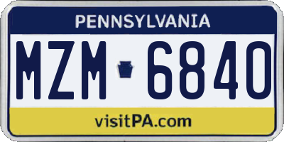 PA license plate MZM6840