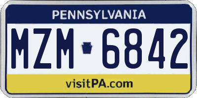 PA license plate MZM6842