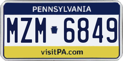 PA license plate MZM6849