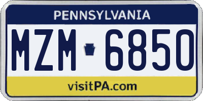 PA license plate MZM6850