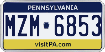 PA license plate MZM6853