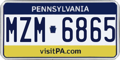 PA license plate MZM6865
