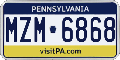 PA license plate MZM6868
