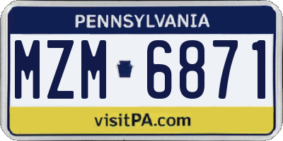 PA license plate MZM6871