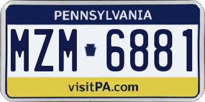 PA license plate MZM6881