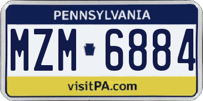 PA license plate MZM6884