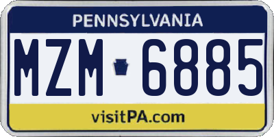 PA license plate MZM6885