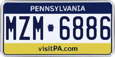PA license plate MZM6886
