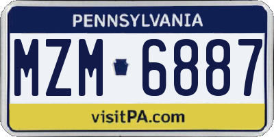PA license plate MZM6887