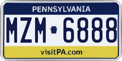 PA license plate MZM6888