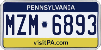 PA license plate MZM6893