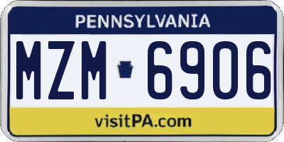 PA license plate MZM6906