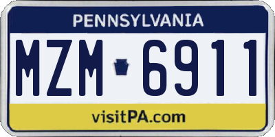 PA license plate MZM6911