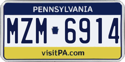 PA license plate MZM6914