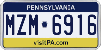 PA license plate MZM6916