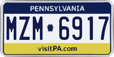 PA license plate MZM6917