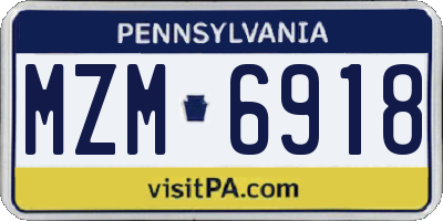 PA license plate MZM6918